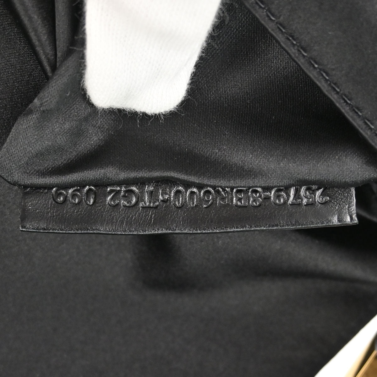 Fendi Black Satin Embossed Leather Baguette Handbag