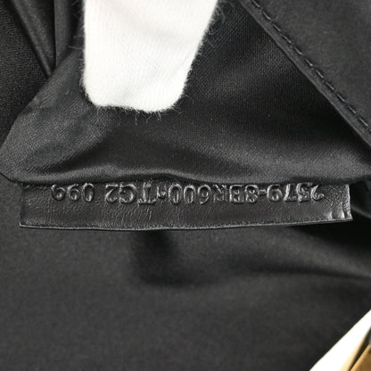 Fendi Black Satin Embossed Leather Baguette Handbag