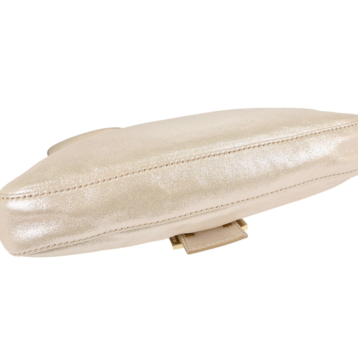 Fendi Light Beige Leather Glitter Baguette Handbag