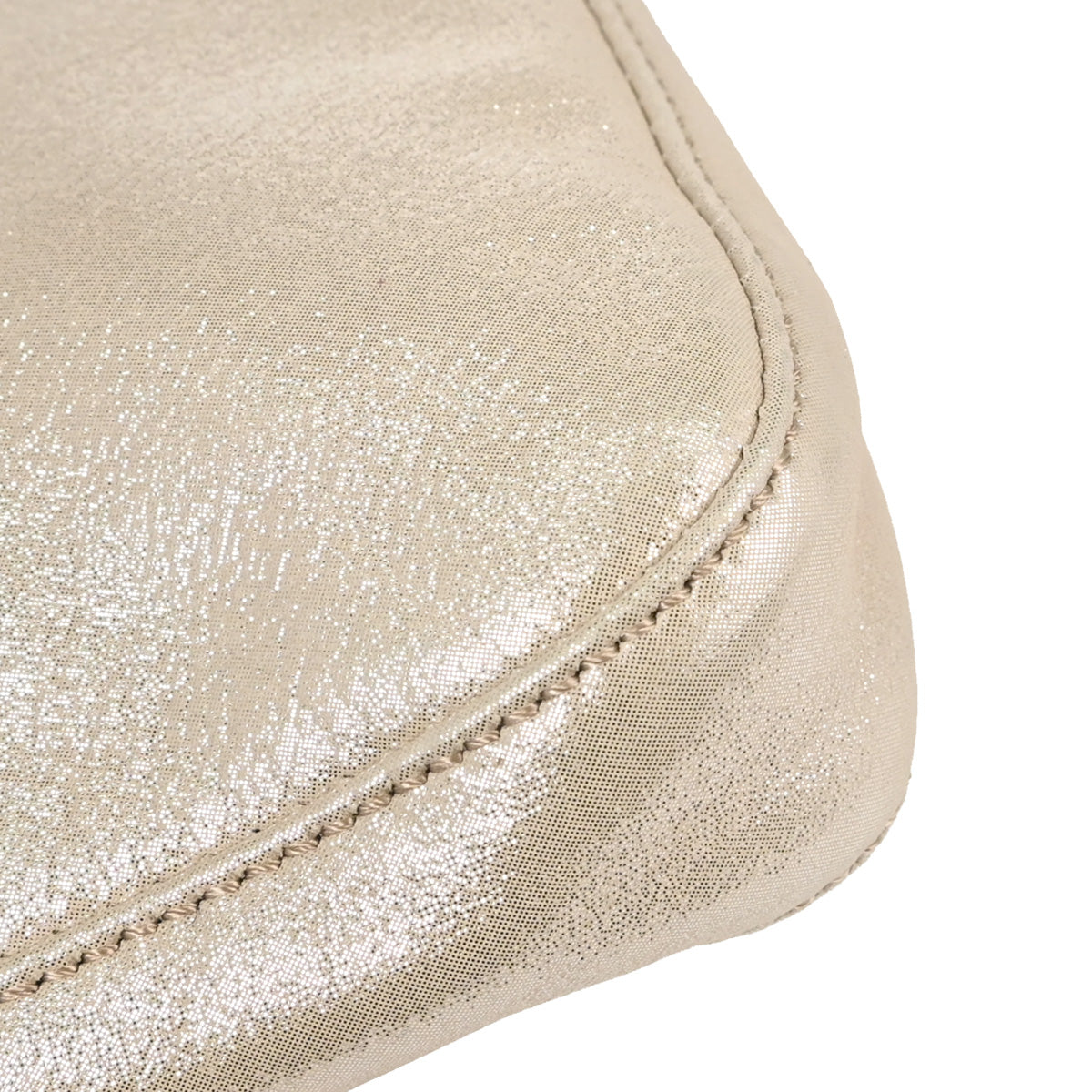 Fendi Light Beige Leather Glitter Baguette Handbag