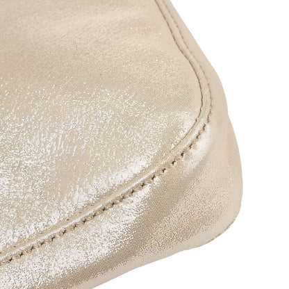 Fendi Light Beige Leather Glitter Baguette Handbag