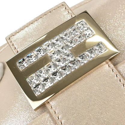 Fendi Light Beige Leather Glitter Baguette Handbag