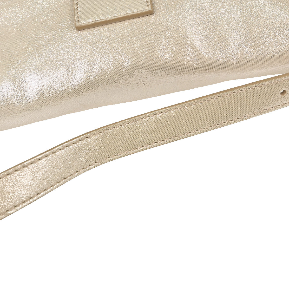 Fendi Light Beige Leather Glitter Baguette Handbag