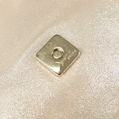 Fendi Light Beige Leather Glitter Baguette Handbag