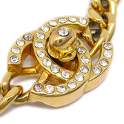 Chanel Turnlock Rhinestone Gold Chain Bracelet 96A