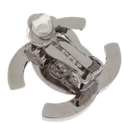 Chanel CC Turnlock Clip-On Earrings Silver Rhinestone Small 96A