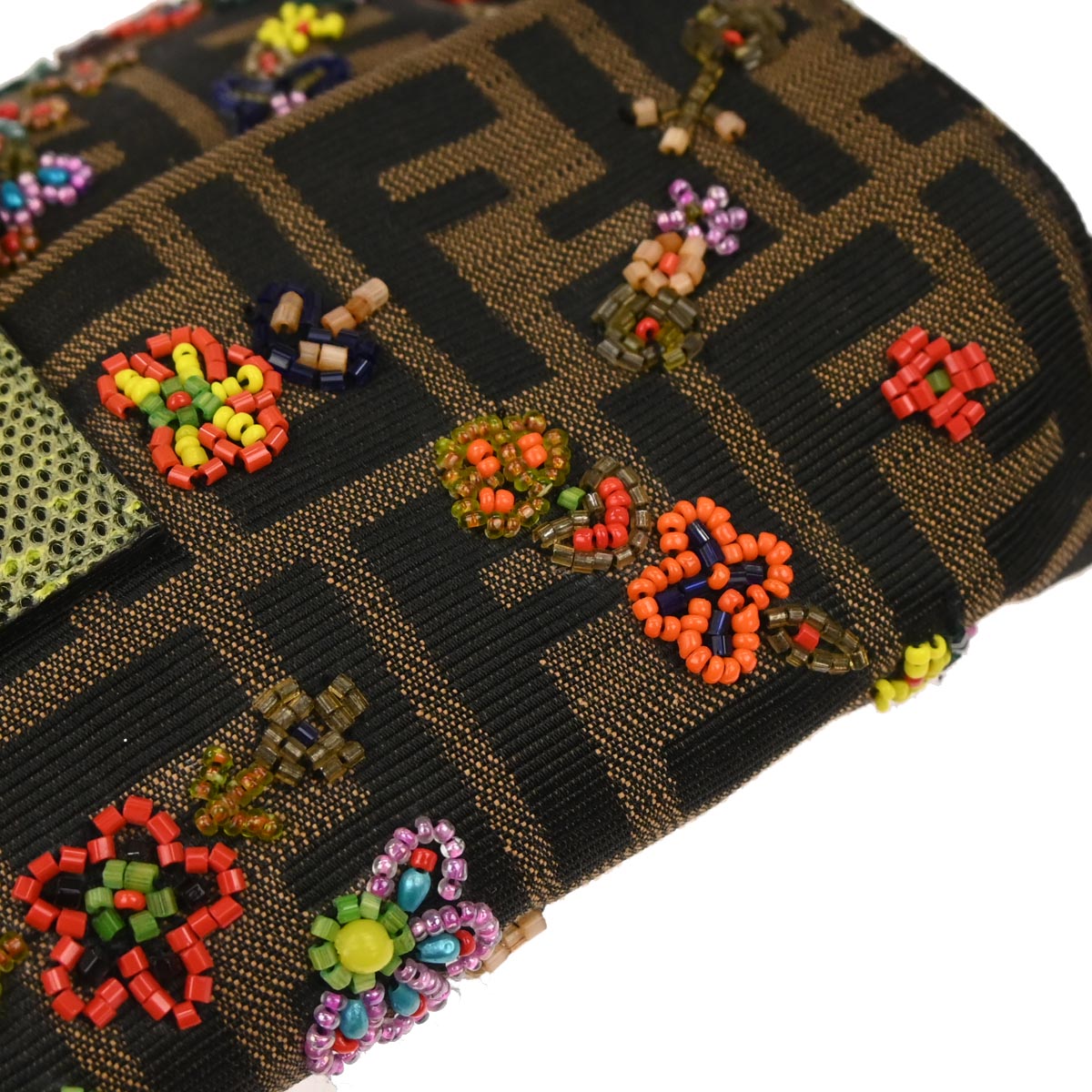 Fendi * Brown Beaded Zucca Baguette Handbag