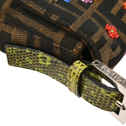 Fendi * Brown Beaded Zucca Baguette Handbag