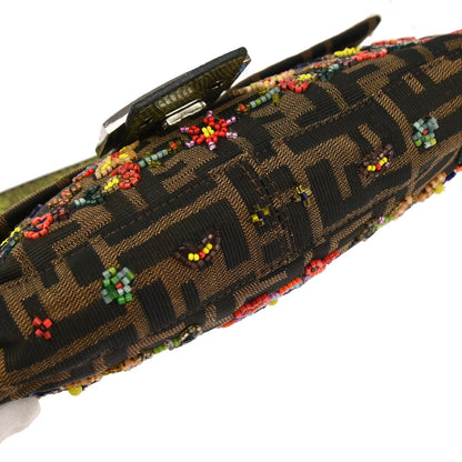 Fendi * Brown Beaded Zucca Baguette Handbag