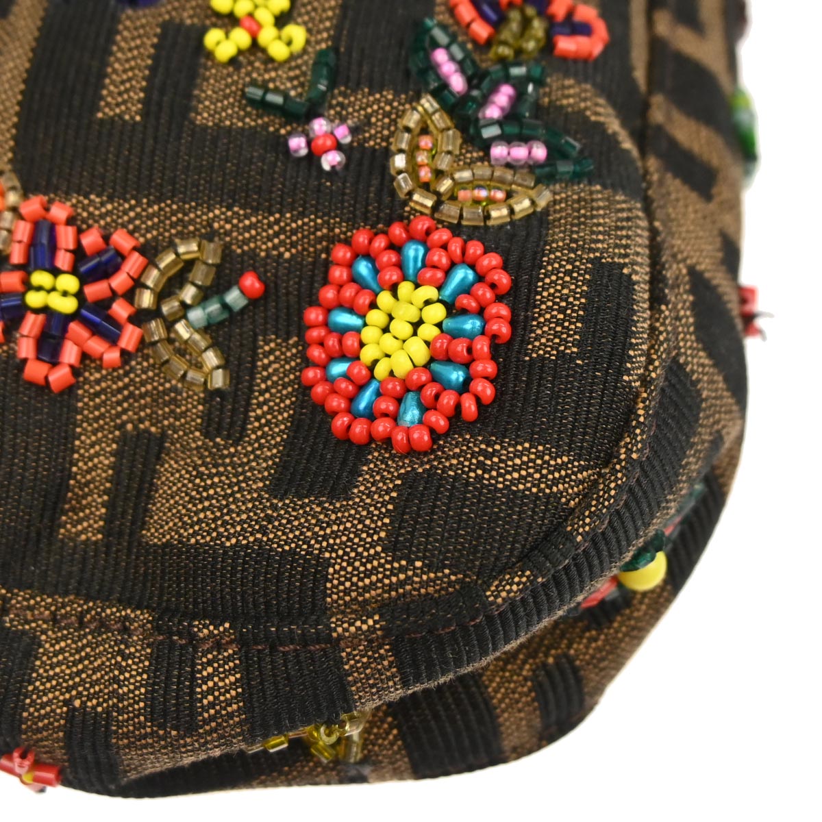 Fendi * Brown Beaded Zucca Baguette Handbag