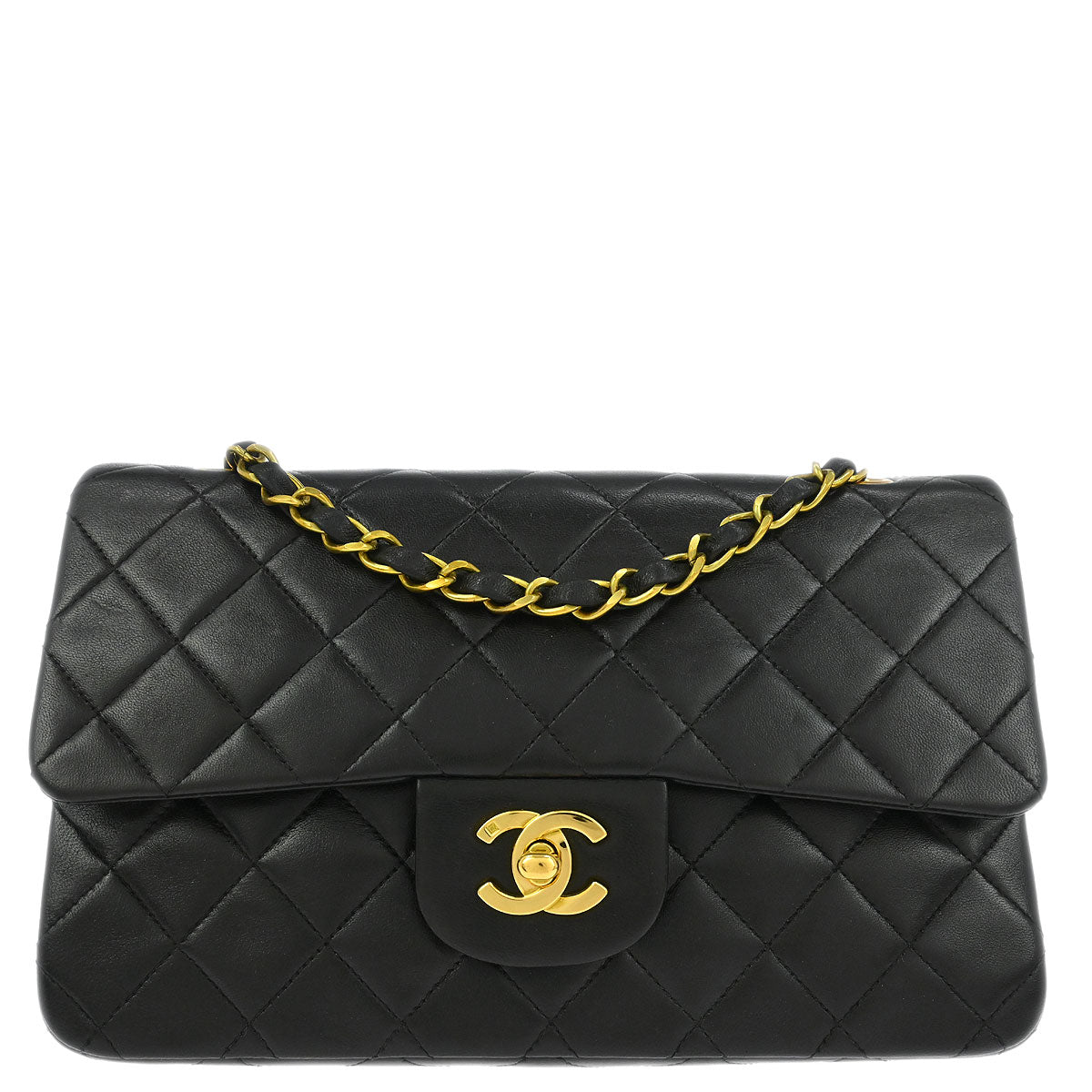 Chanel Black Lambskin Small Classic Double Flap Shoulder Bag