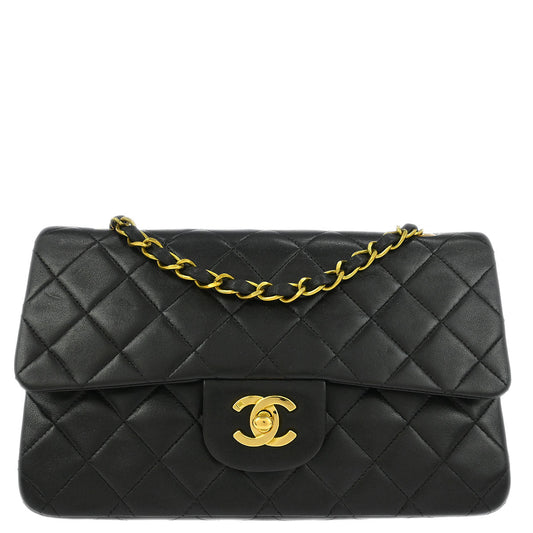 Chanel Black Lambskin Small Classic Double Flap Shoulder Bag