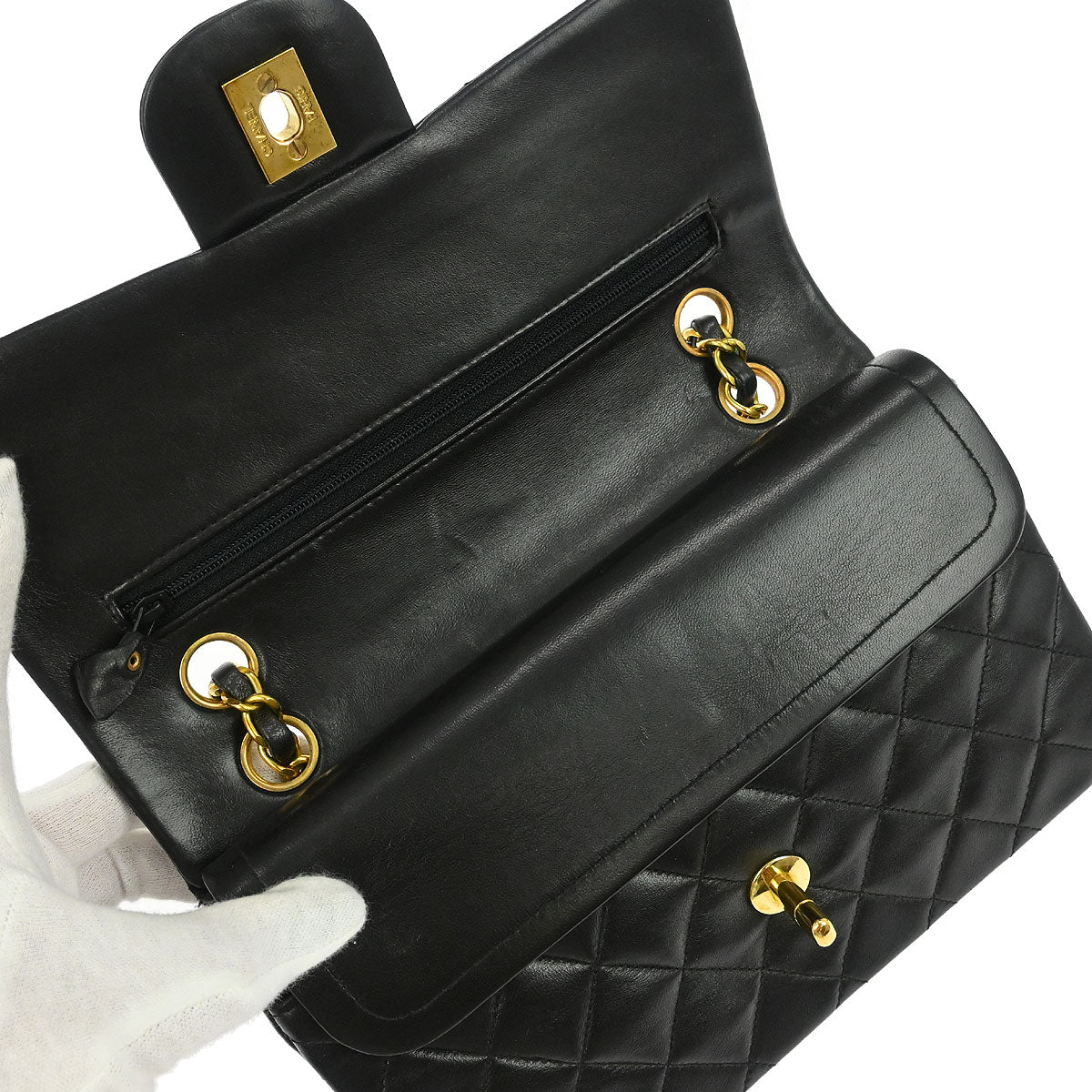 Chanel Black Lambskin Small Classic Double Flap Shoulder Bag