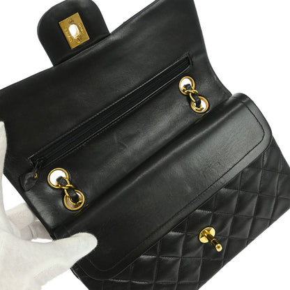 Chanel Black Lambskin Small Classic Double Flap Shoulder Bag