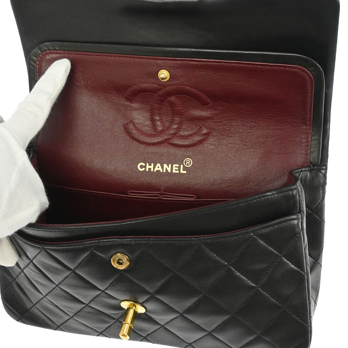 Chanel Black Lambskin Small Classic Double Flap Shoulder Bag