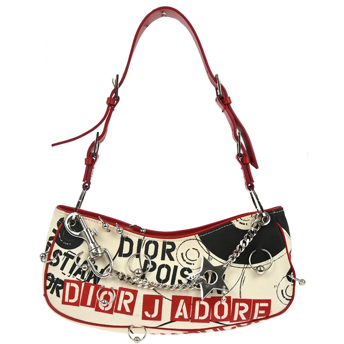 Christian Dior Red White Hardcore Pierced Shoulder Bag