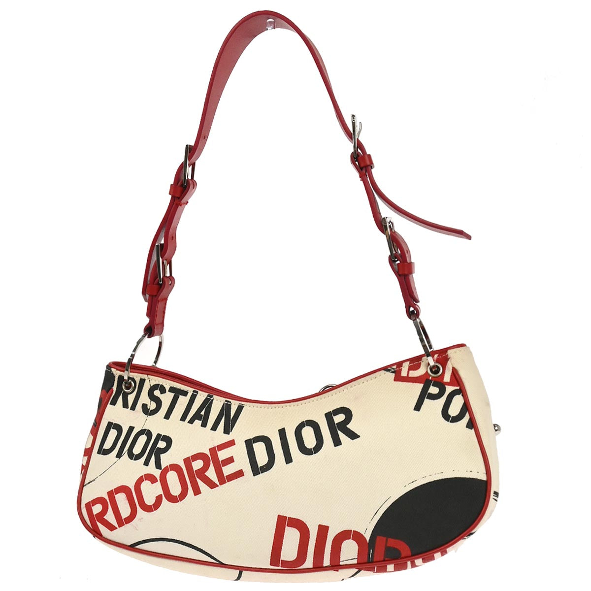 Christian Dior Red White Hardcore Pierced Shoulder Bag