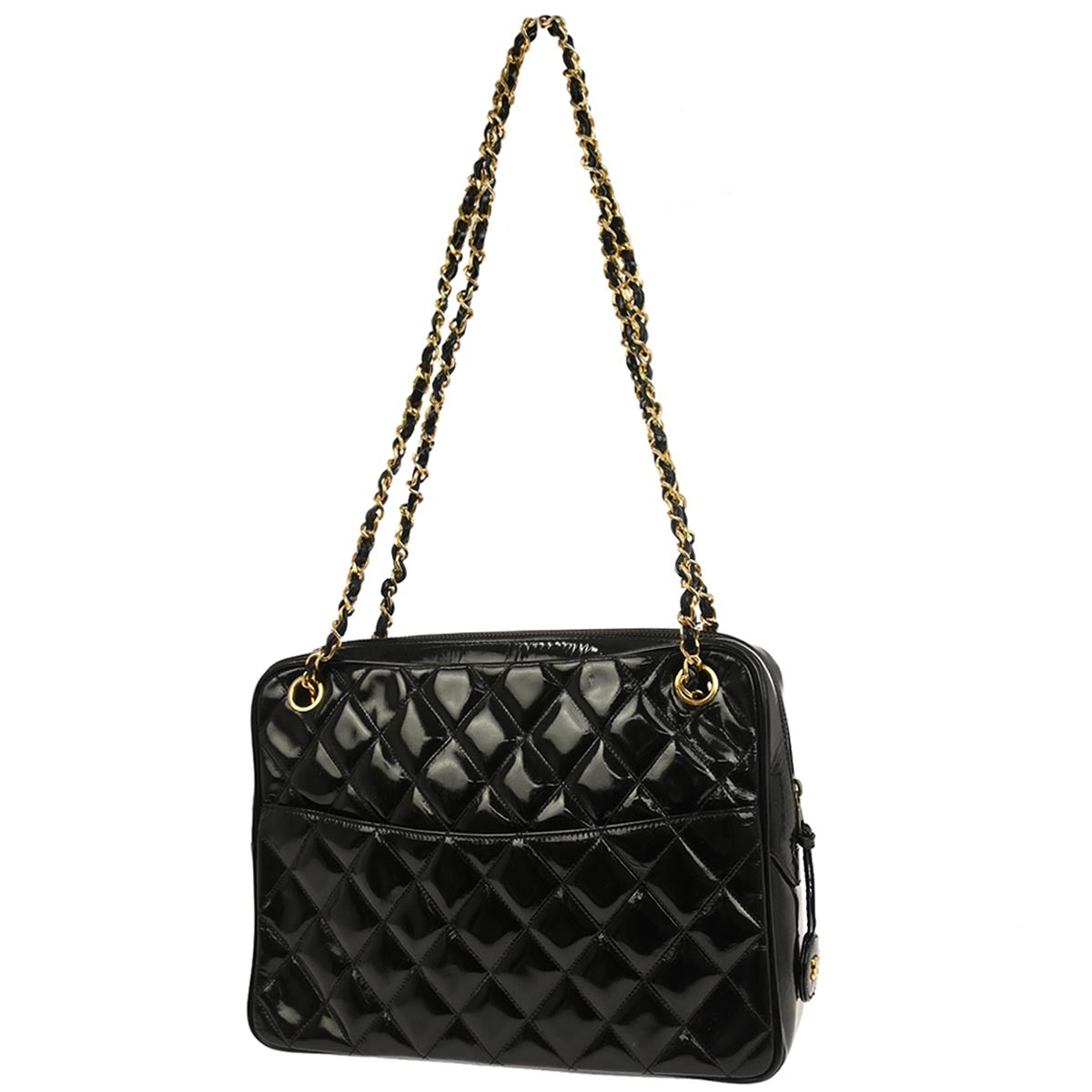 Chanel 1986-1988 Black Patent Leather Shoulder Bag