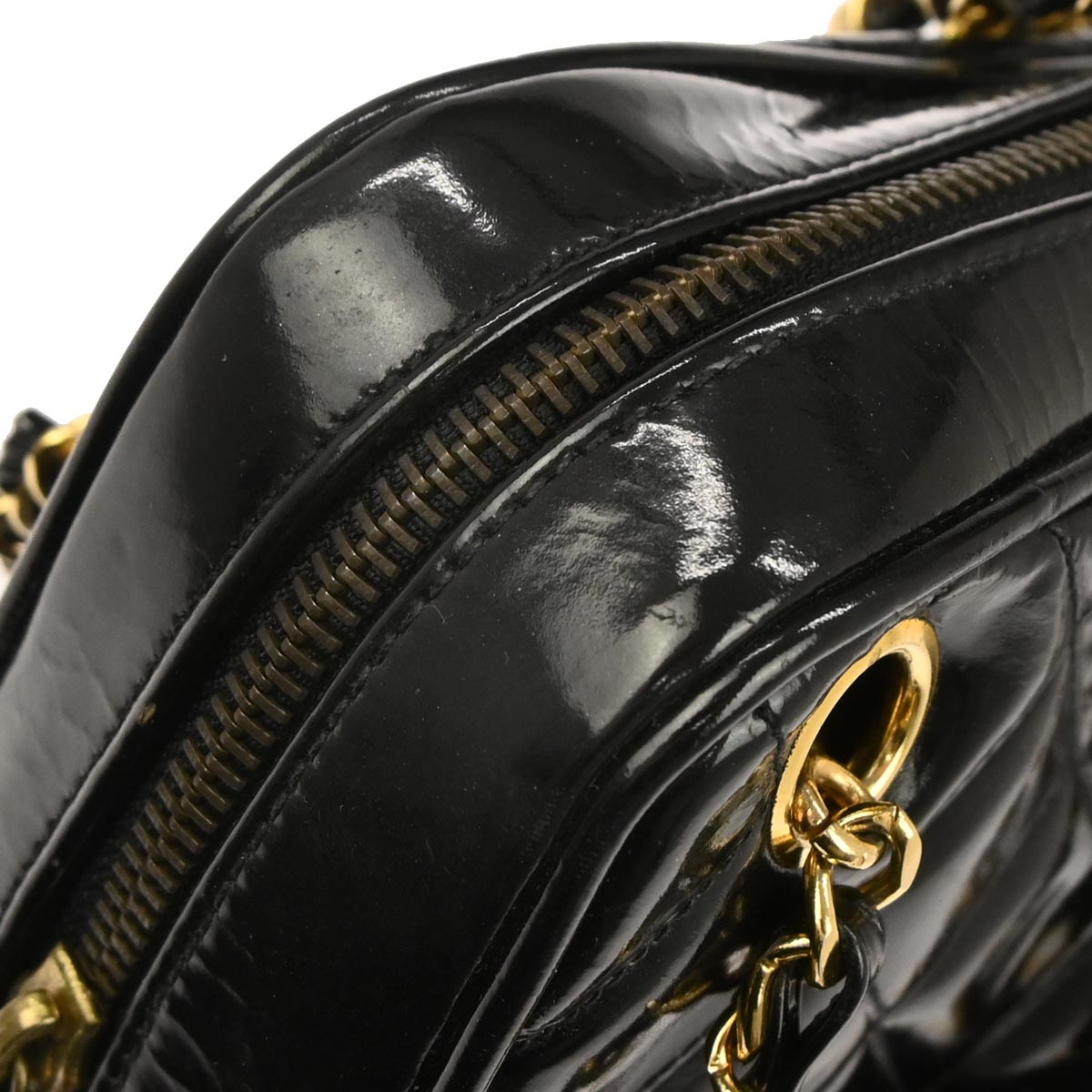 Chanel 1986-1988 Black Patent Leather Shoulder Bag