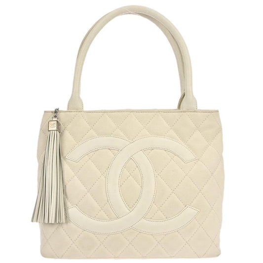 Chanel 2005-2006 White Canvas Calfskin Fringe Tote Handbag