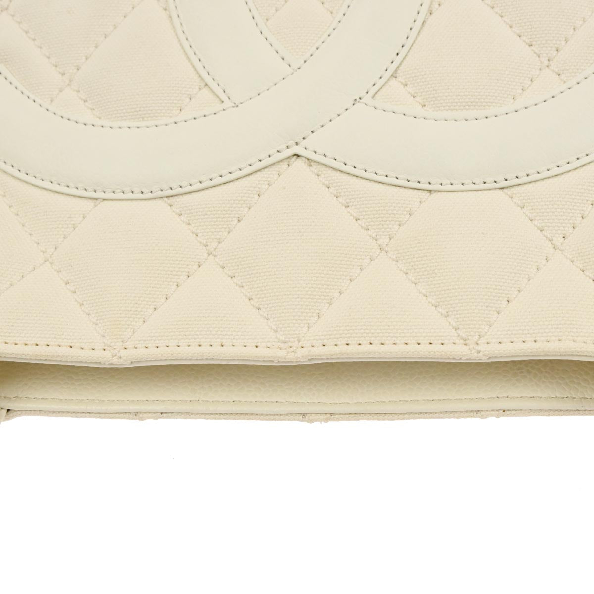 Chanel 2005-2006 White Canvas Calfskin Fringe Tote Handbag