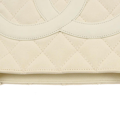 Chanel 2005-2006 White Canvas Calfskin Fringe Tote Handbag