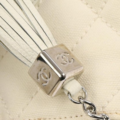Chanel 2005-2006 White Canvas Calfskin Fringe Tote Handbag