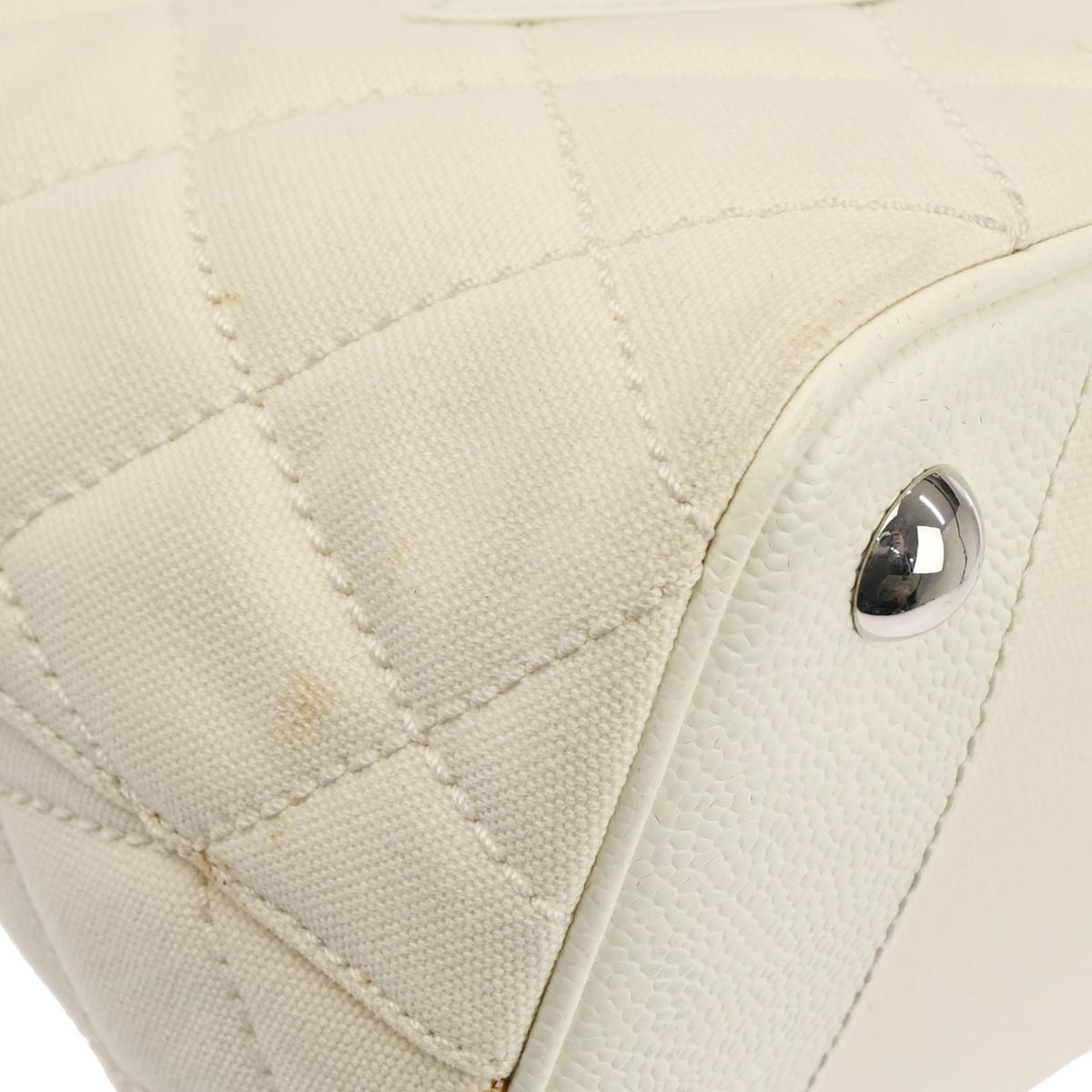 Chanel 2005-2006 White Canvas Calfskin Fringe Tote Handbag