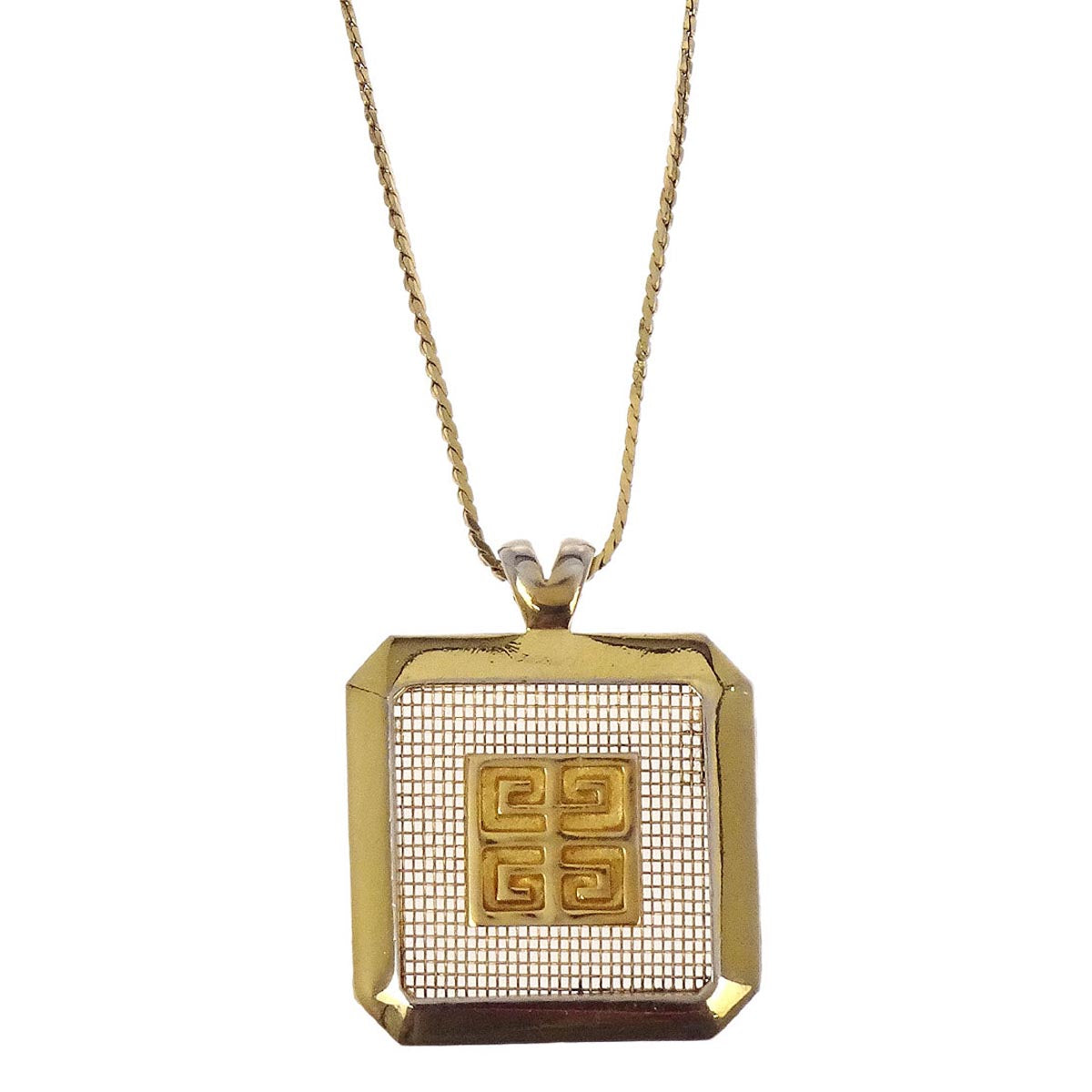 Givenchy Gold Square Chain Pendant Necklace