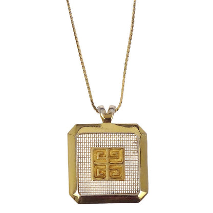Givenchy Gold Square Chain Pendant Necklace