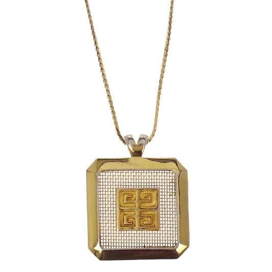 Givenchy Gold Square Chain Pendant Necklace