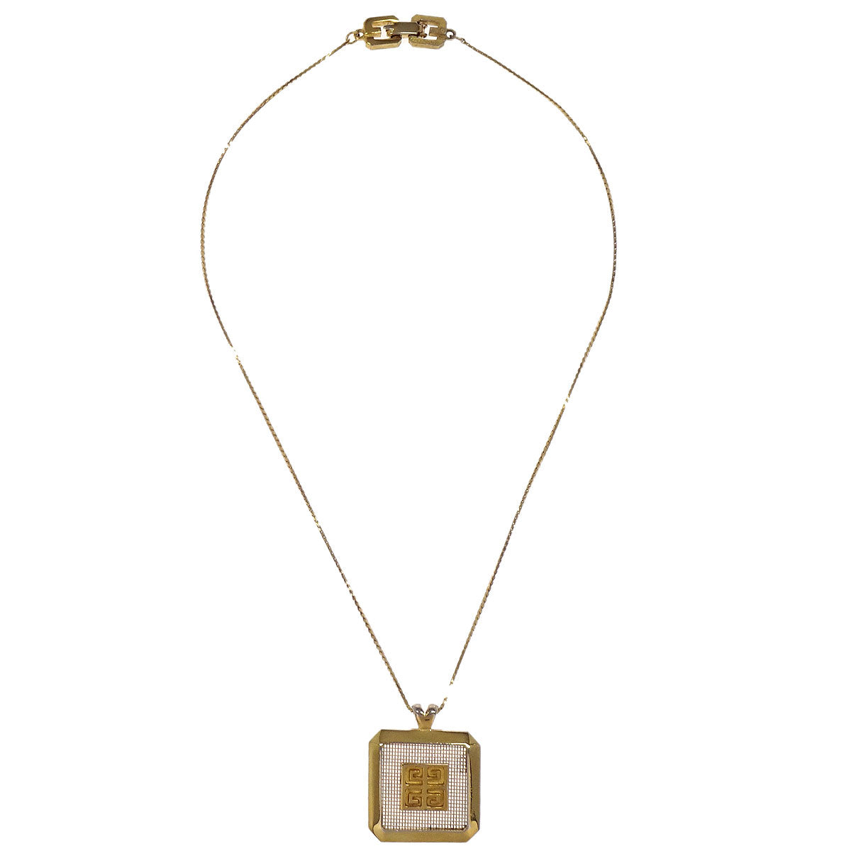 Givenchy Gold Square Chain Pendant Necklace