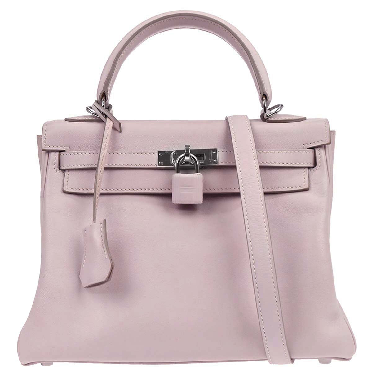 Hermes Rose Dragee Swift Kelly 25 Retourne 2way Shoulder Handbag
