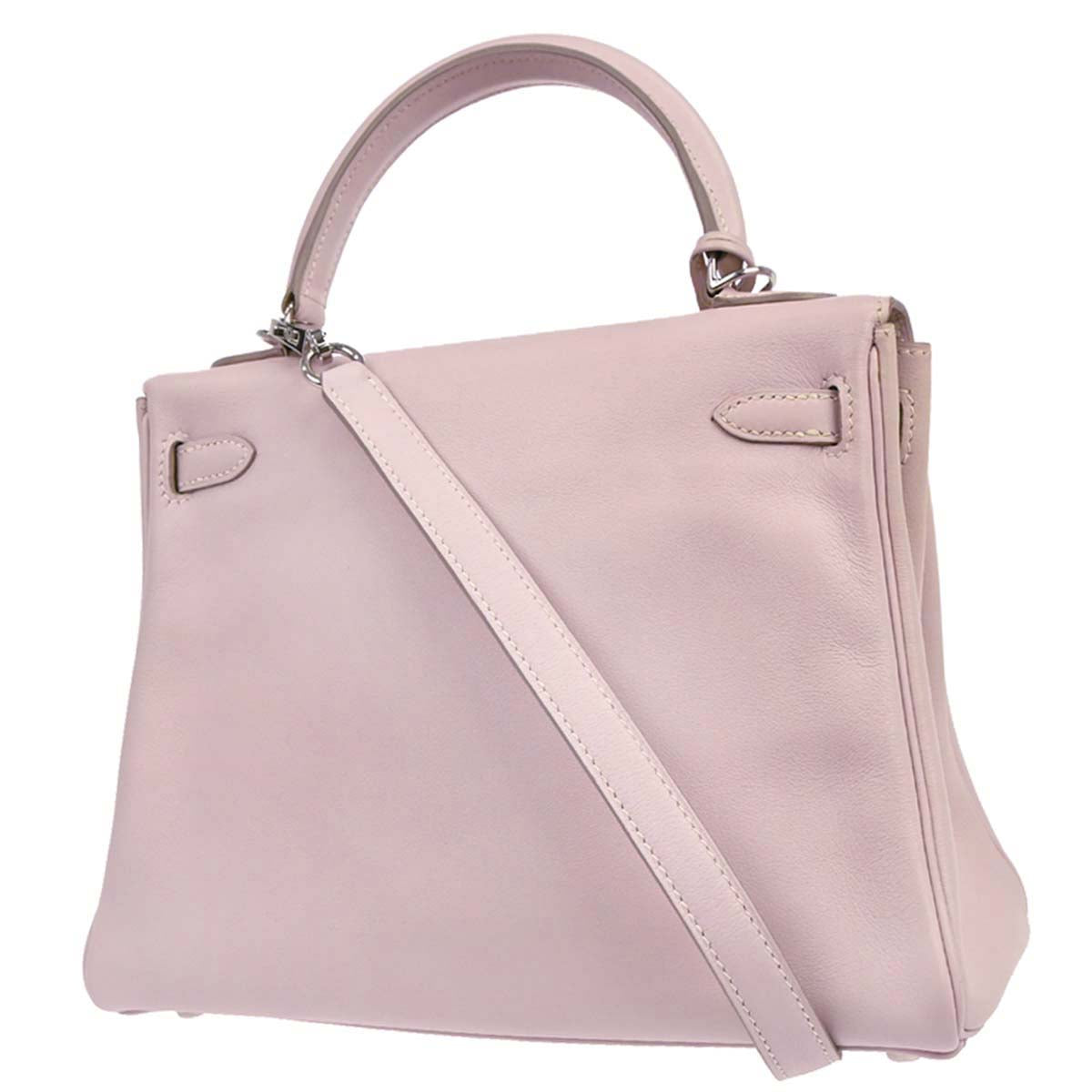 Hermes Rose Dragee Swift Kelly 25 Retourne 2way Shoulder Handbag