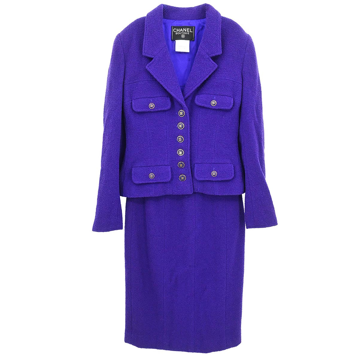 Chanel 1995 Setup Suit Jacket Skirt Purple #36