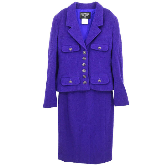 Chanel 1995 Setup Suit Jacket Skirt Purple #36