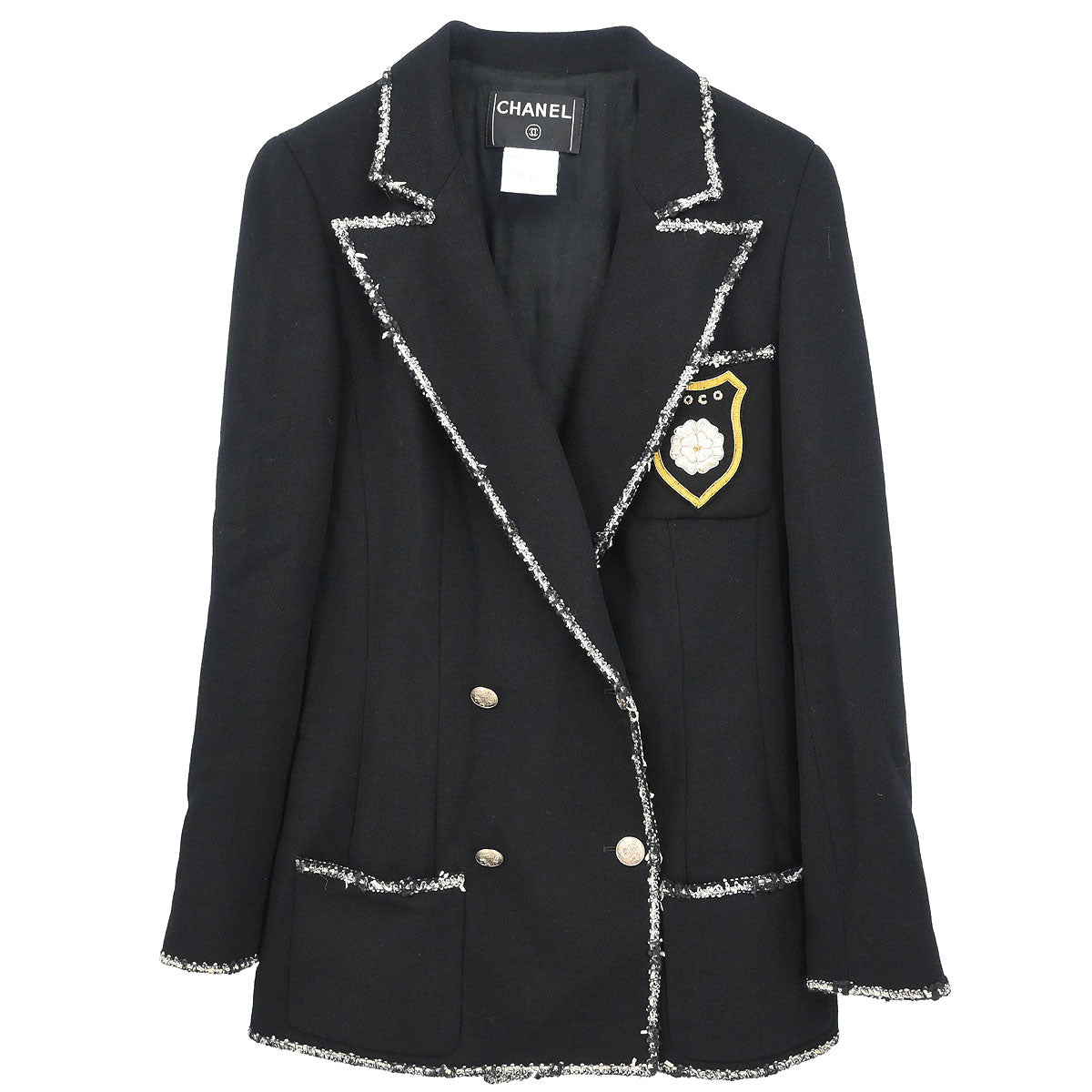 Chanel 2005 Emblem Double Breasted Jacket Black #38