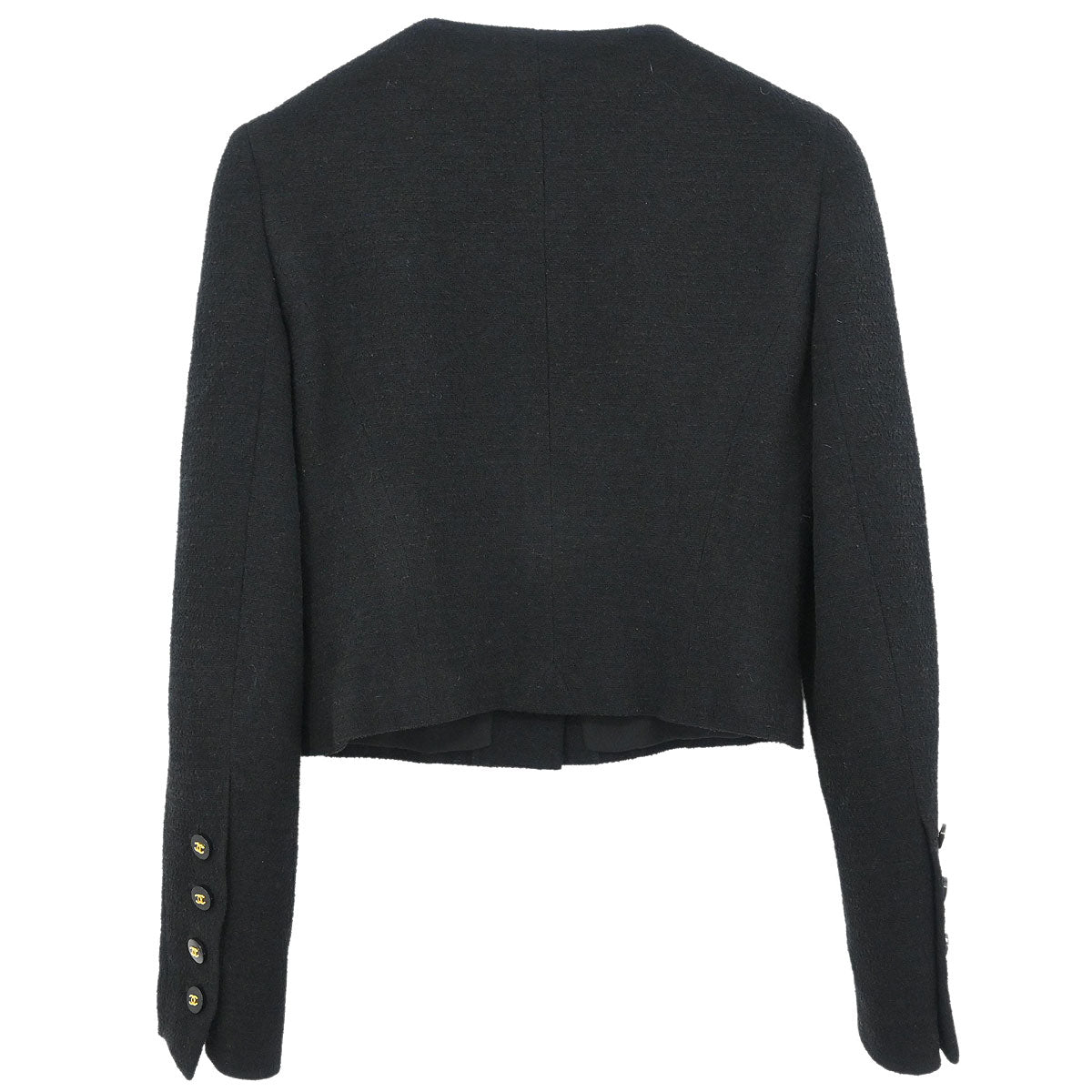 Chanel 1995 Single Breasted Collarless Jacket Black #38