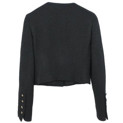 Chanel 1995 Single Breasted Collarless Jacket Black #38