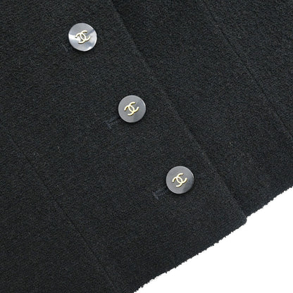 Chanel 1995 Single Breasted Collarless Jacket Black #38