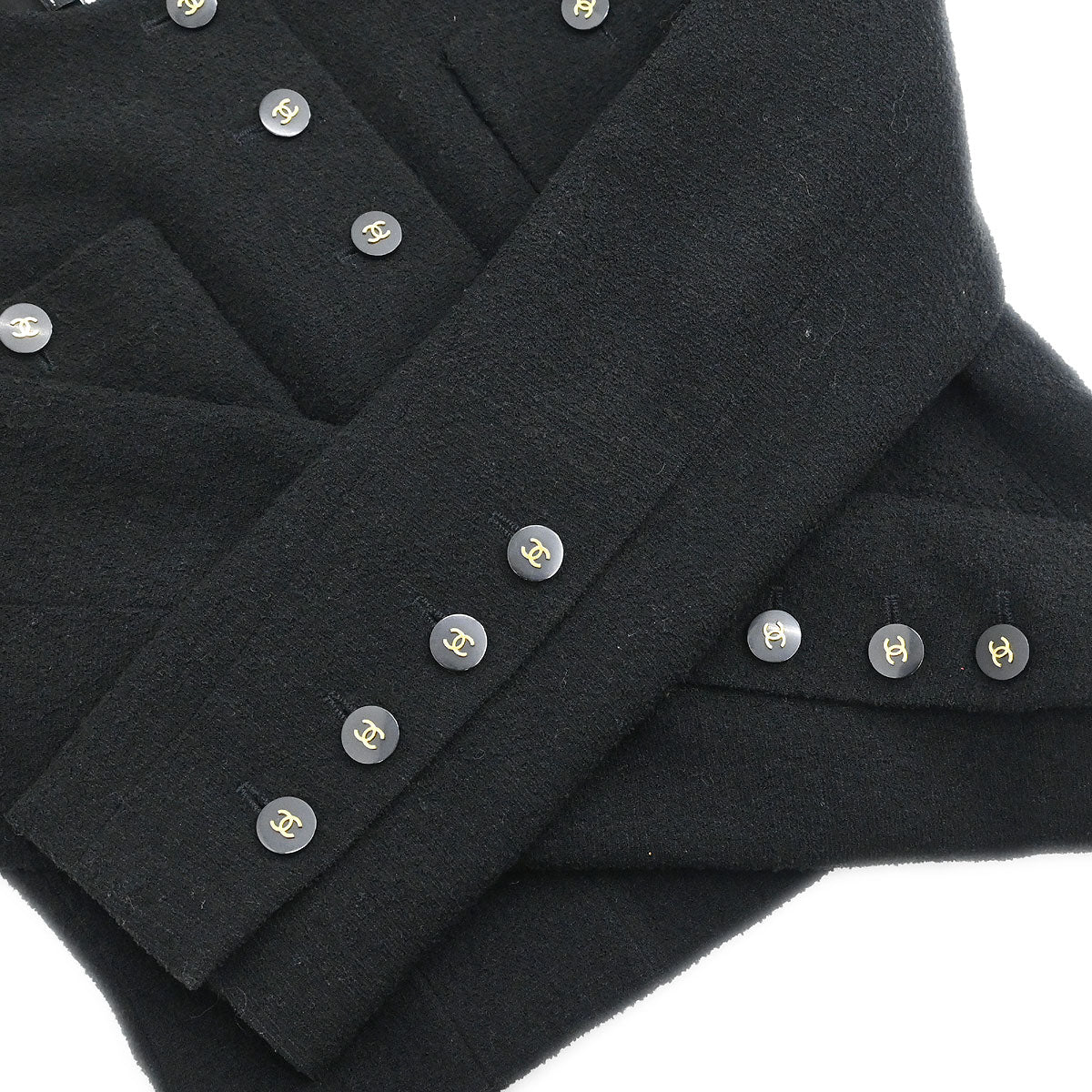 Chanel 1995 Single Breasted Collarless Jacket Black #38