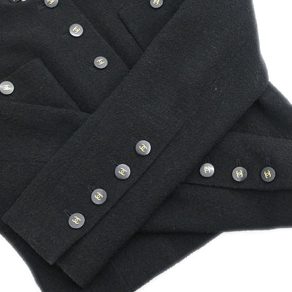 Chanel 1995 Single Breasted Collarless Jacket Black #38