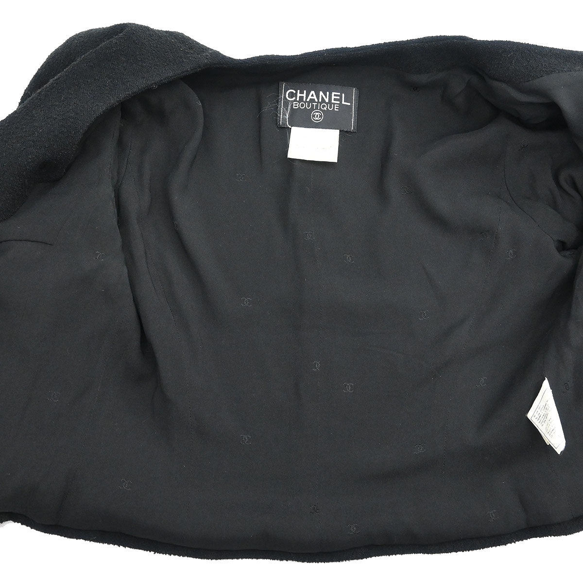 Chanel 1995 Single Breasted Collarless Jacket Black #38