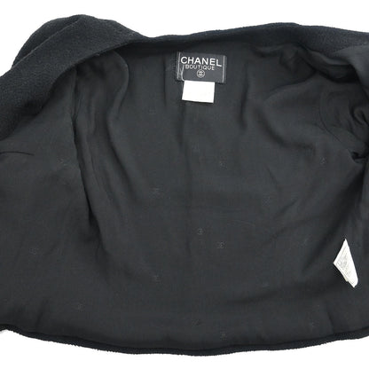 Chanel 1995 Single Breasted Collarless Jacket Black #38