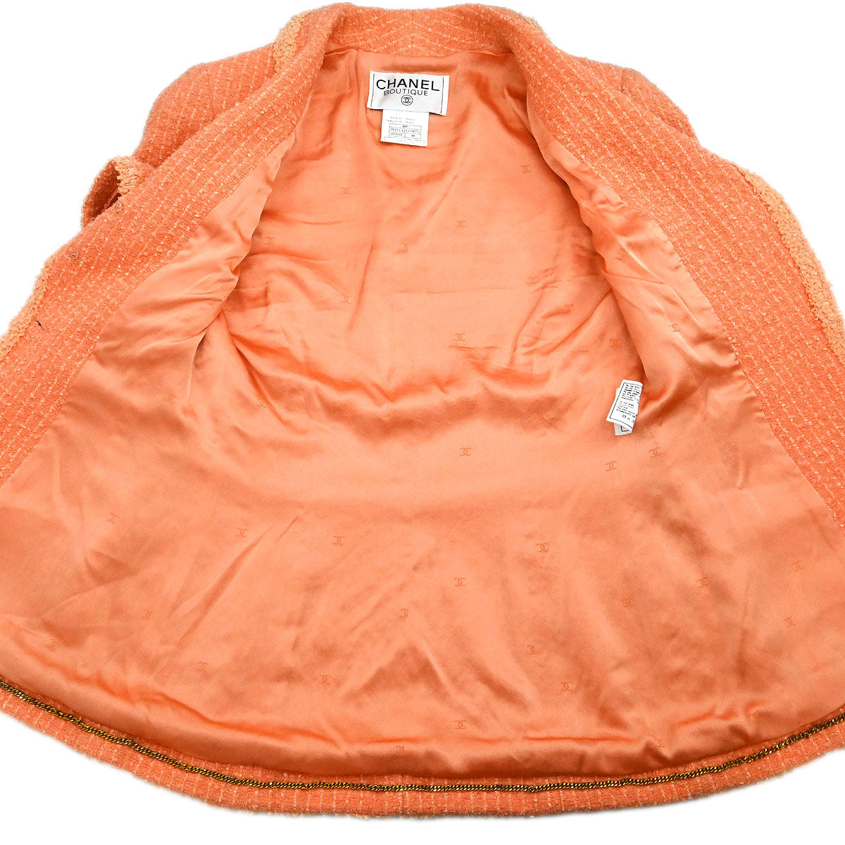 Chanel 1995 Setup Suit Jacket Skirt Salmon Pink #38