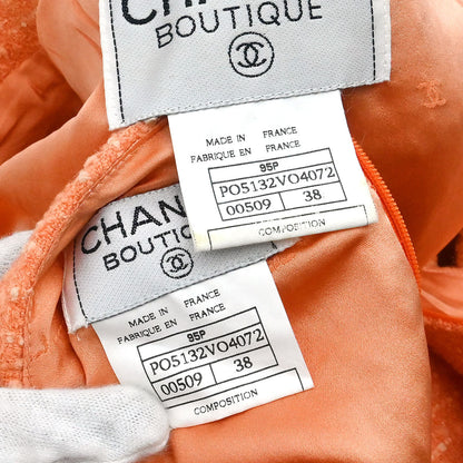 Chanel 1995 Setup Suit Jacket Skirt Salmon Pink #38