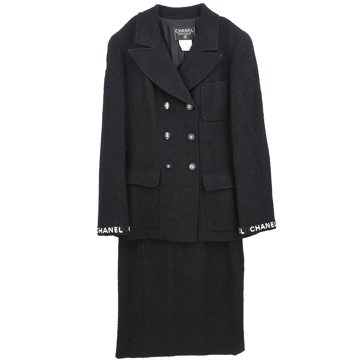 Chanel 1995 Setup Suit Jacket Skirt Black  #42