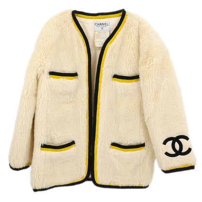 Chanel * 1994 Long Sleeve Alpaca Jacket Coat Ivory #38