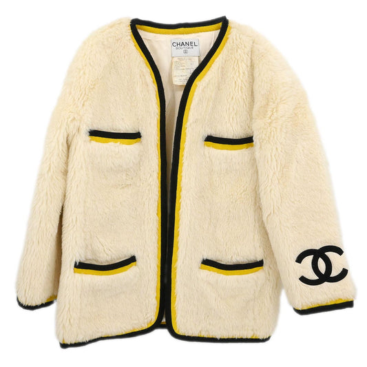 Chanel * 1994 Long Sleeve Alpaca Jacket Coat Ivory #38