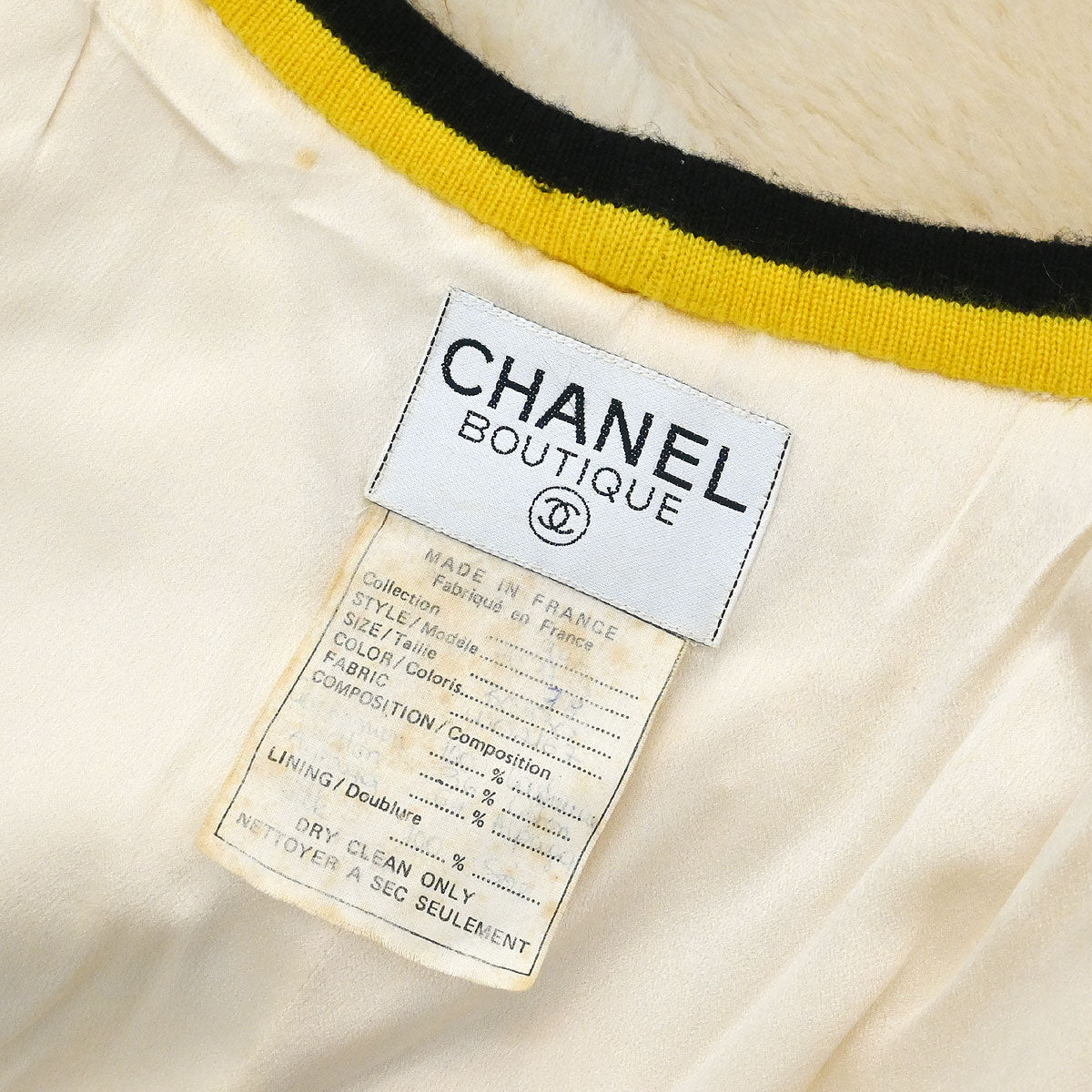 Chanel * 1994 Long Sleeve Alpaca Jacket Coat Ivory #38